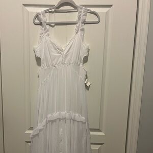 Off White Maxi Dress with Side Cutouts